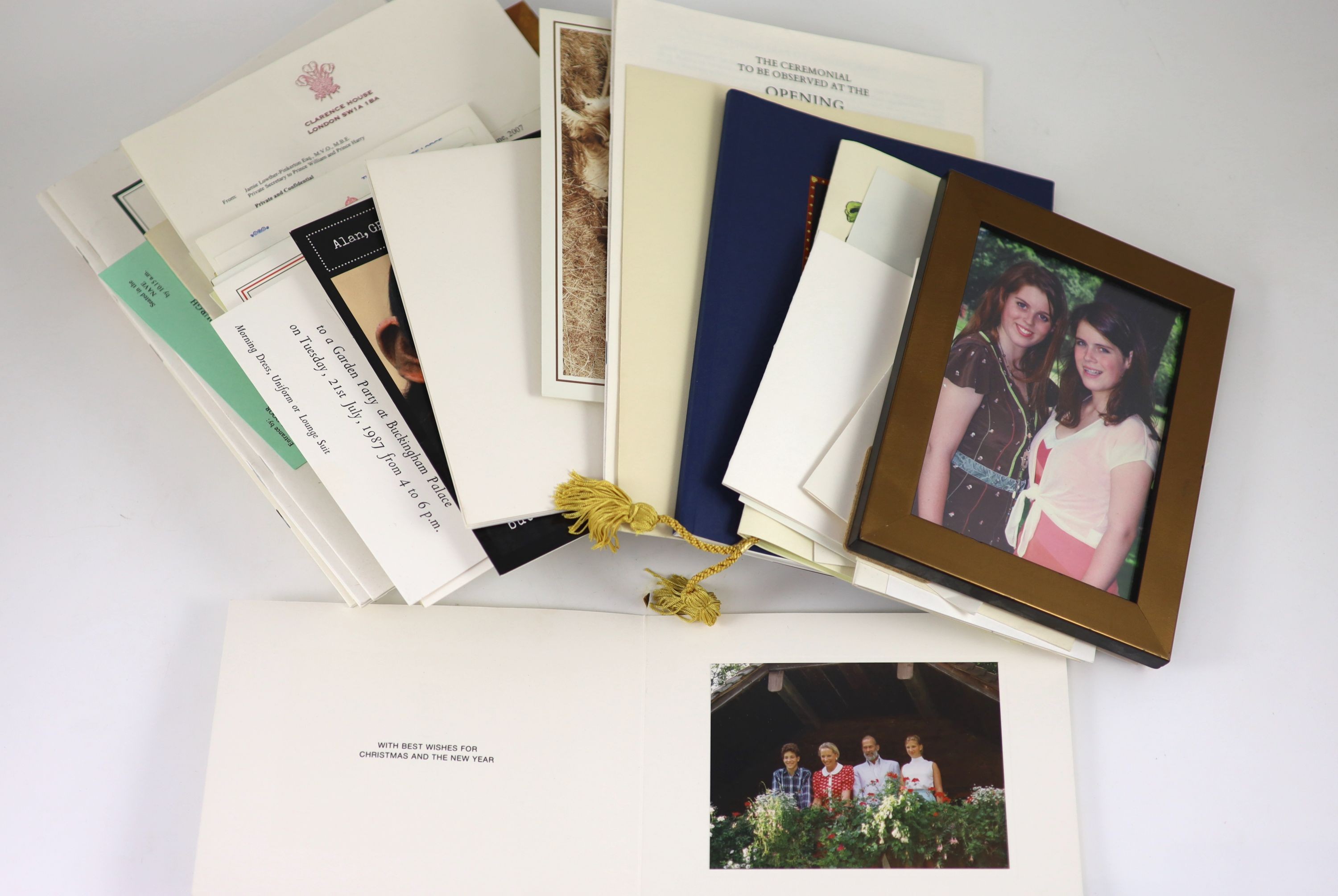 Anne, Princess of England - a signed colour portrait photograph, dated 1989, 11.5 x 8.5cms., together with 2 black and white portrait photographs of the Duke and Duchess of Kent, each signed, ‘’Katherine’’ and ‘’Edward’’